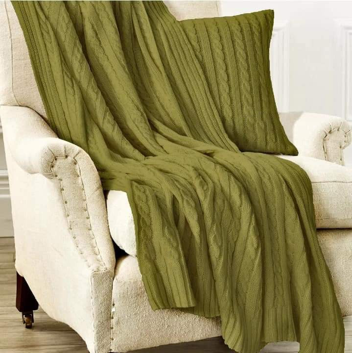 Cable Knit Throw Pistachio